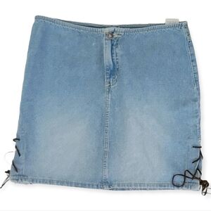 Fragile Jeans Juniors Womens Cotton Mini Lace Up Skirt Blue Jeans Skirt Size 9
